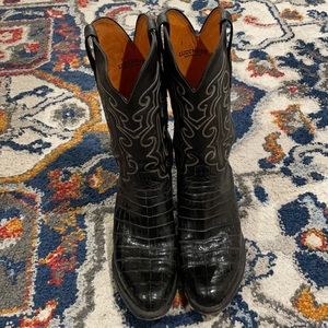 Lucchese Black alligator cowboy boots